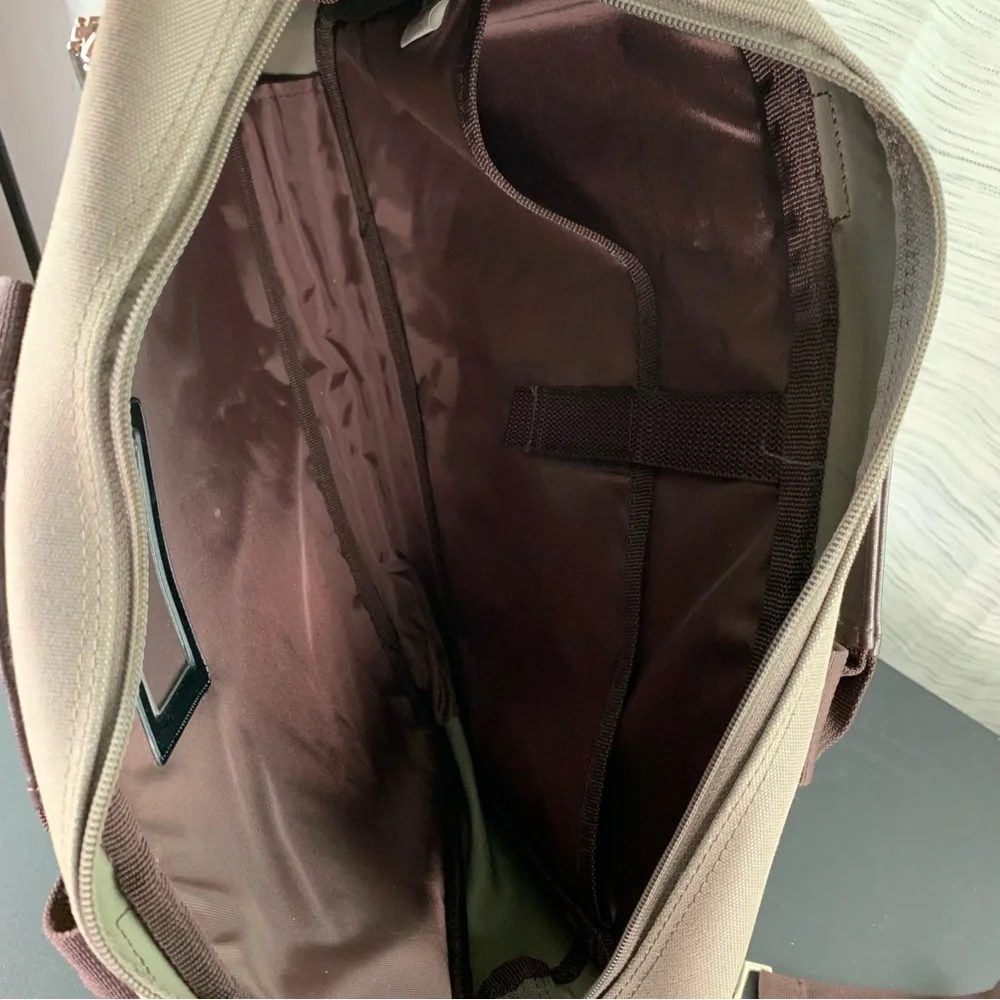 Golden Bell Tan and Brown Durable laptop bag with faux Leather Handle.